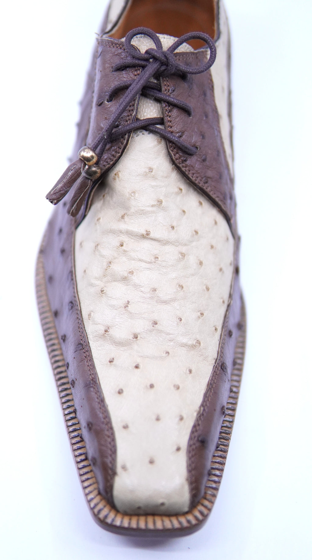 Full Ostrich Brown & Beige Dress Shoes US Men's 10 image 1