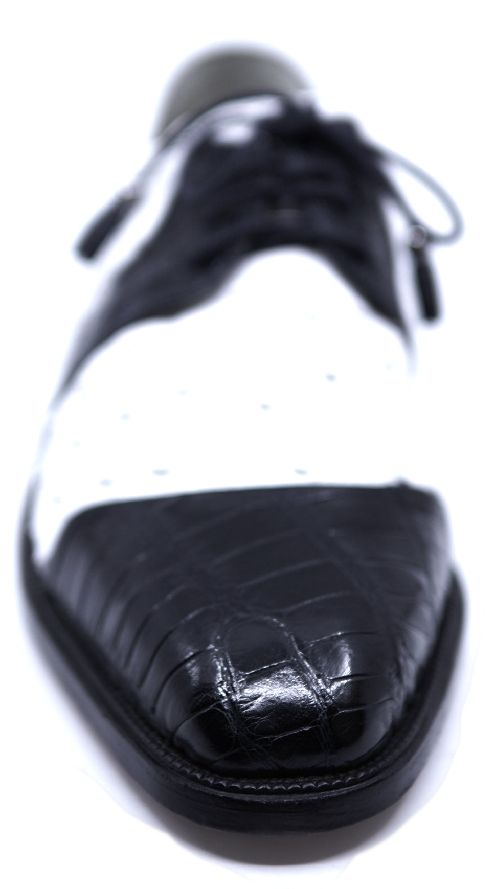 Genuine White Ostrich & Black Alligator Cap Toe Dress Shoe image 3