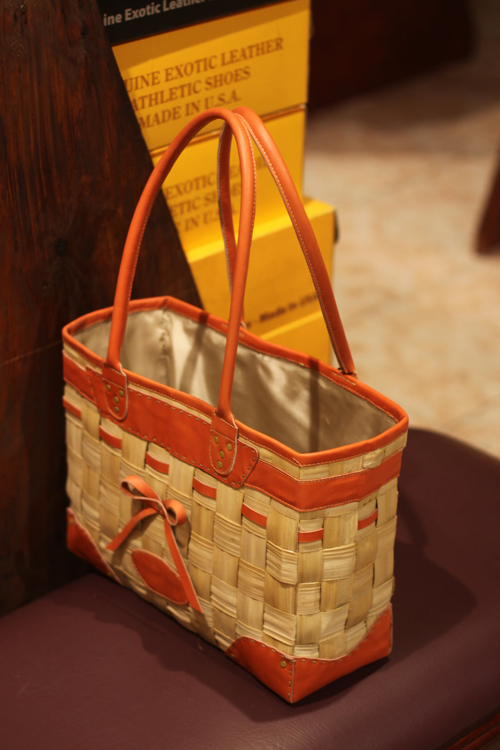 Genuine Leather & Bamboo Bag image 2