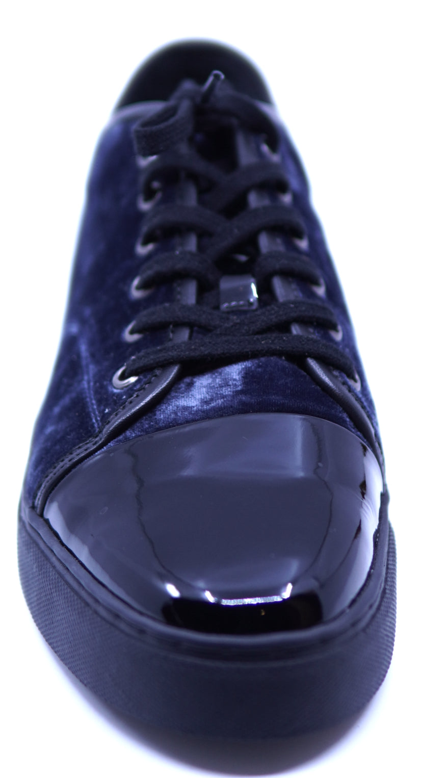 Navy Blue Velvet & Black Patent Leather Sneaker image 3