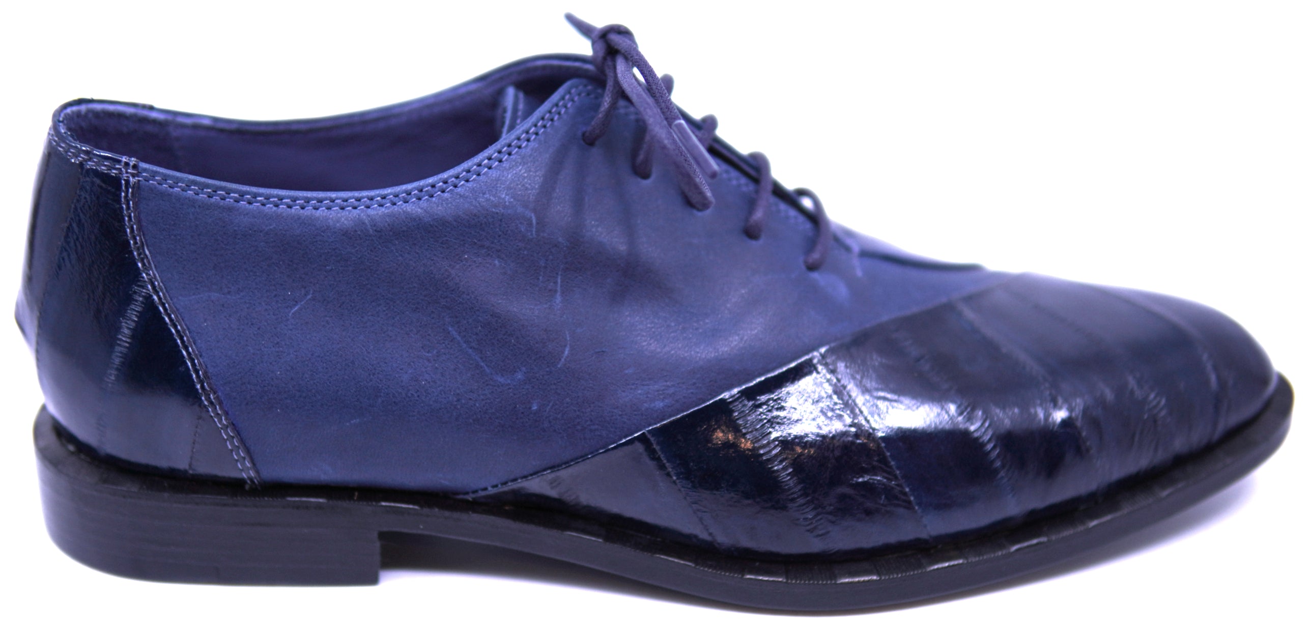 Navy Blue Leather & Eel Dress Shoe image 0
