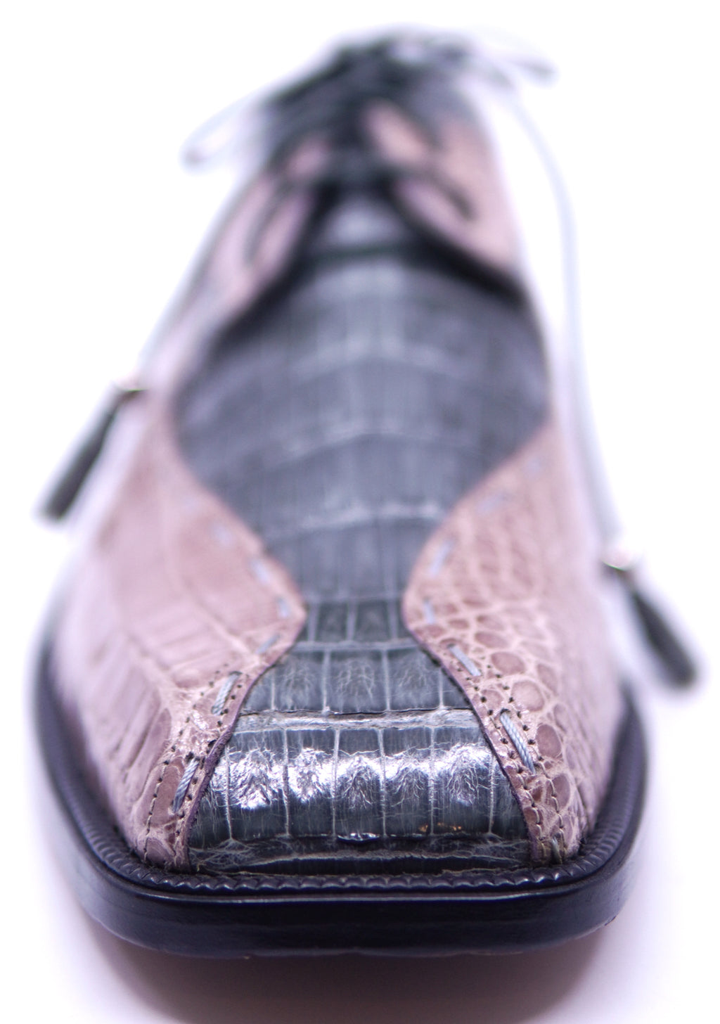 Genuine Gray & Dark Pink Alligator Dress Shoe image 3