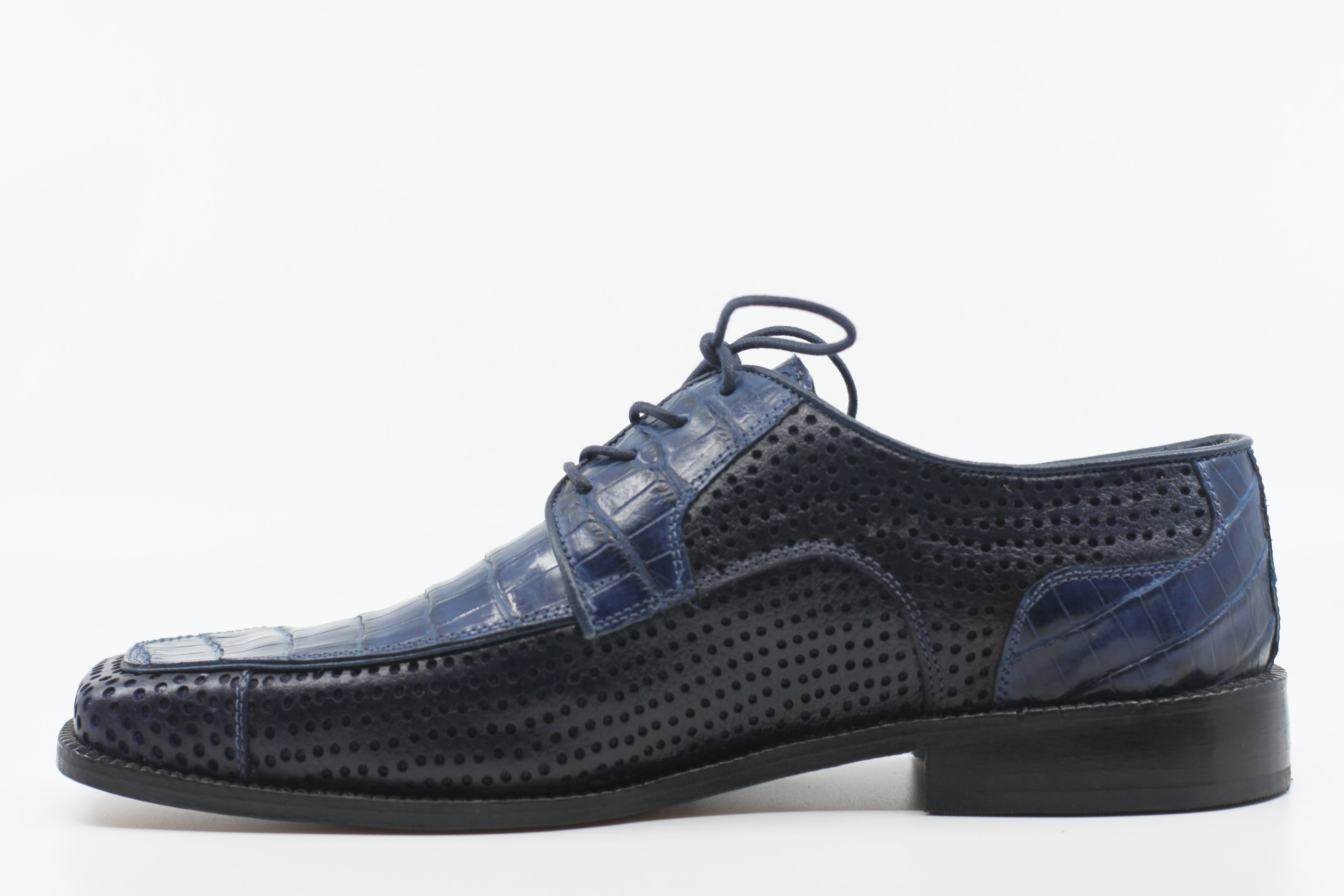 Navy Alligator Leather Dress Men's 12 image 1