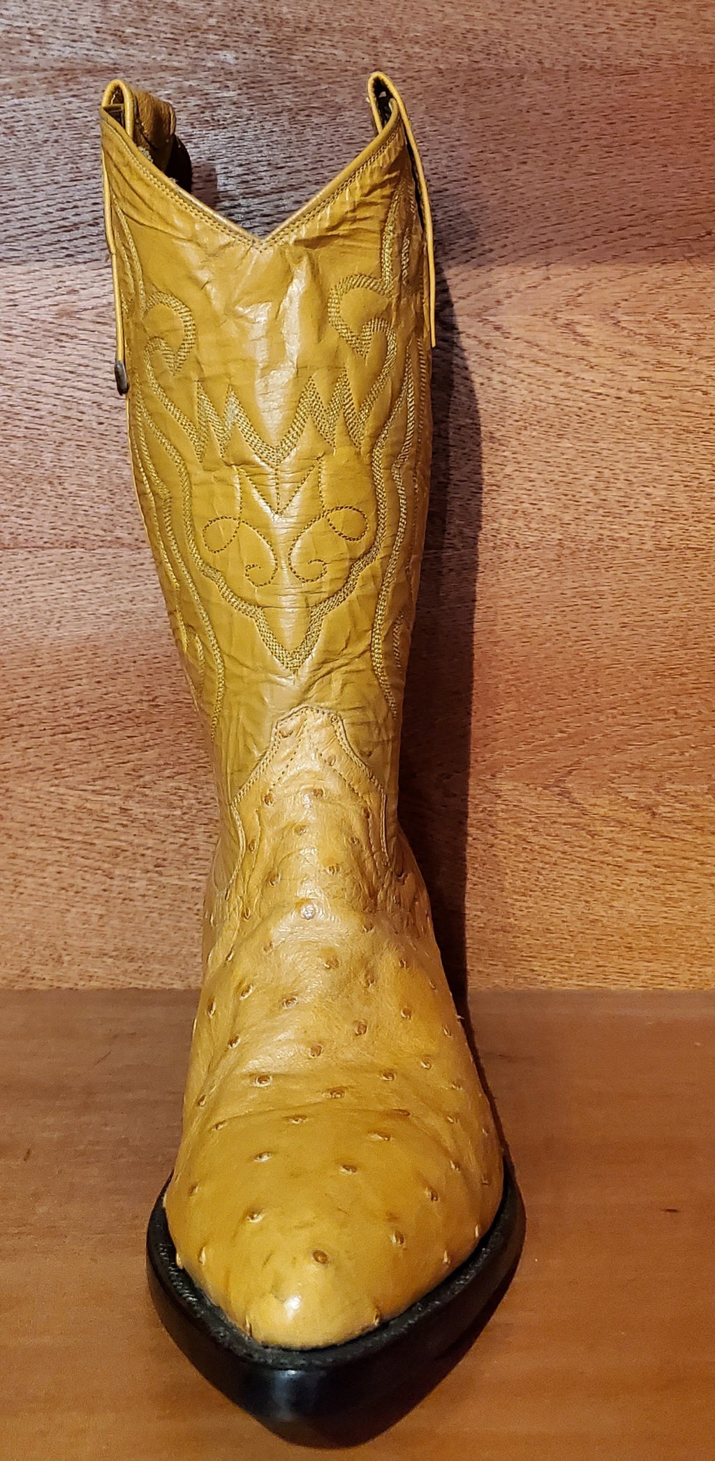 Yellow Ostrich Cowboy Boots US Men's 10.5 image 2