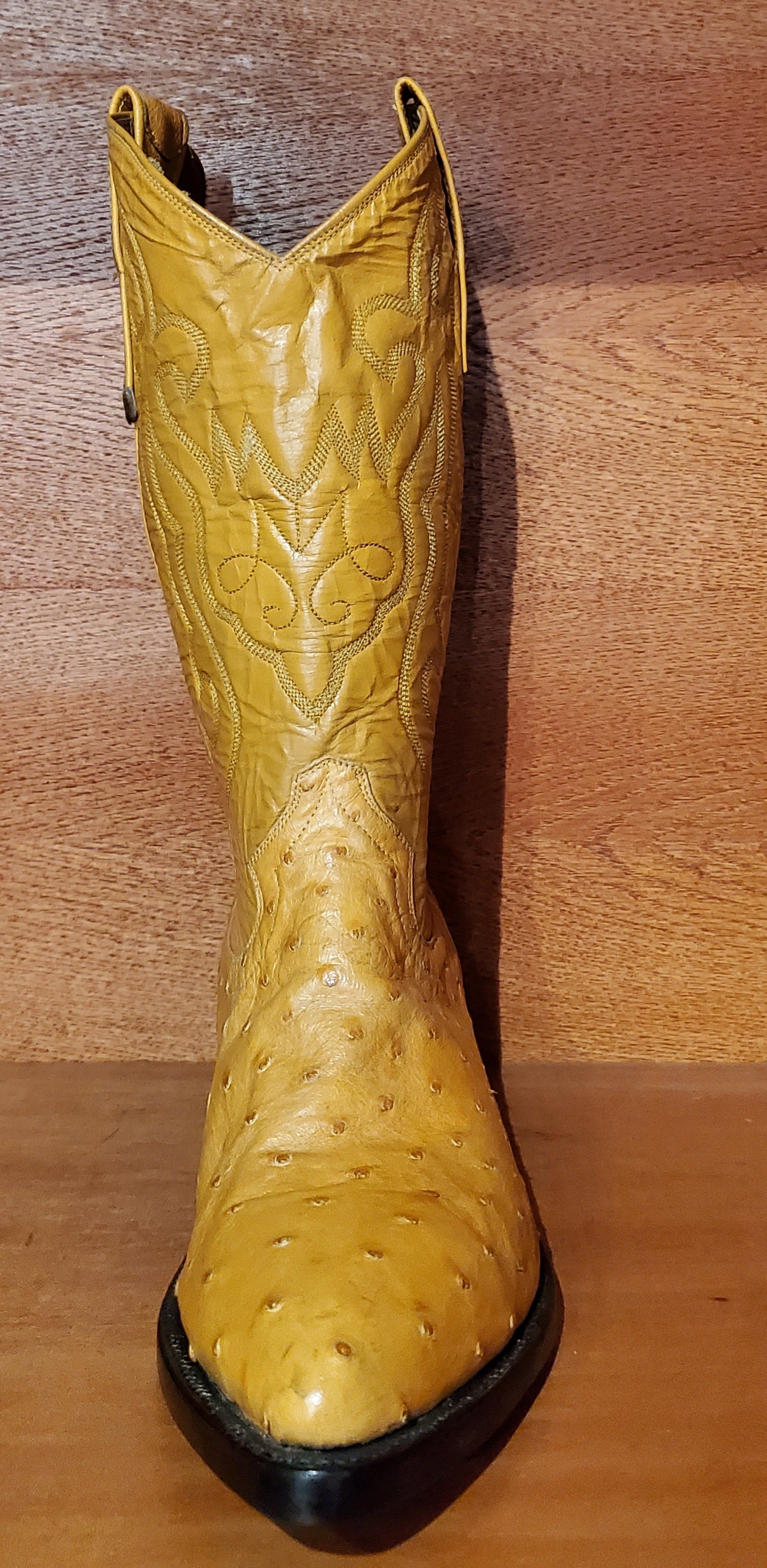 Yellow Ostrich Cowboy Boots US Men's 10.5 image 2