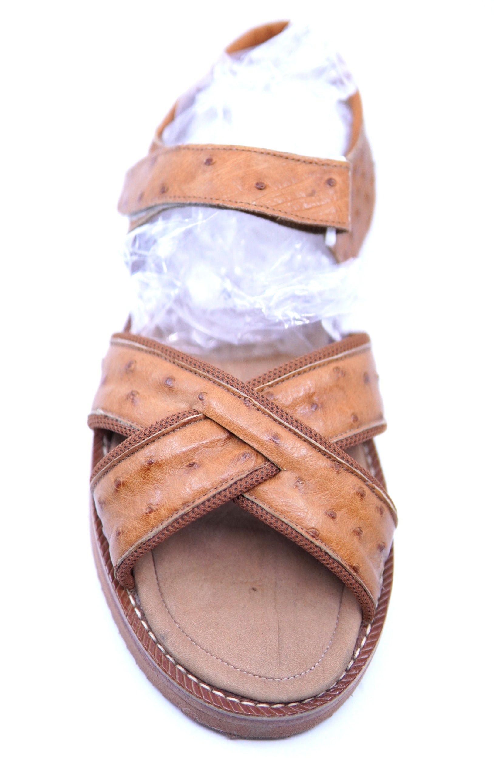 Cognac Ostrich Strap Sandals US 12 image 1