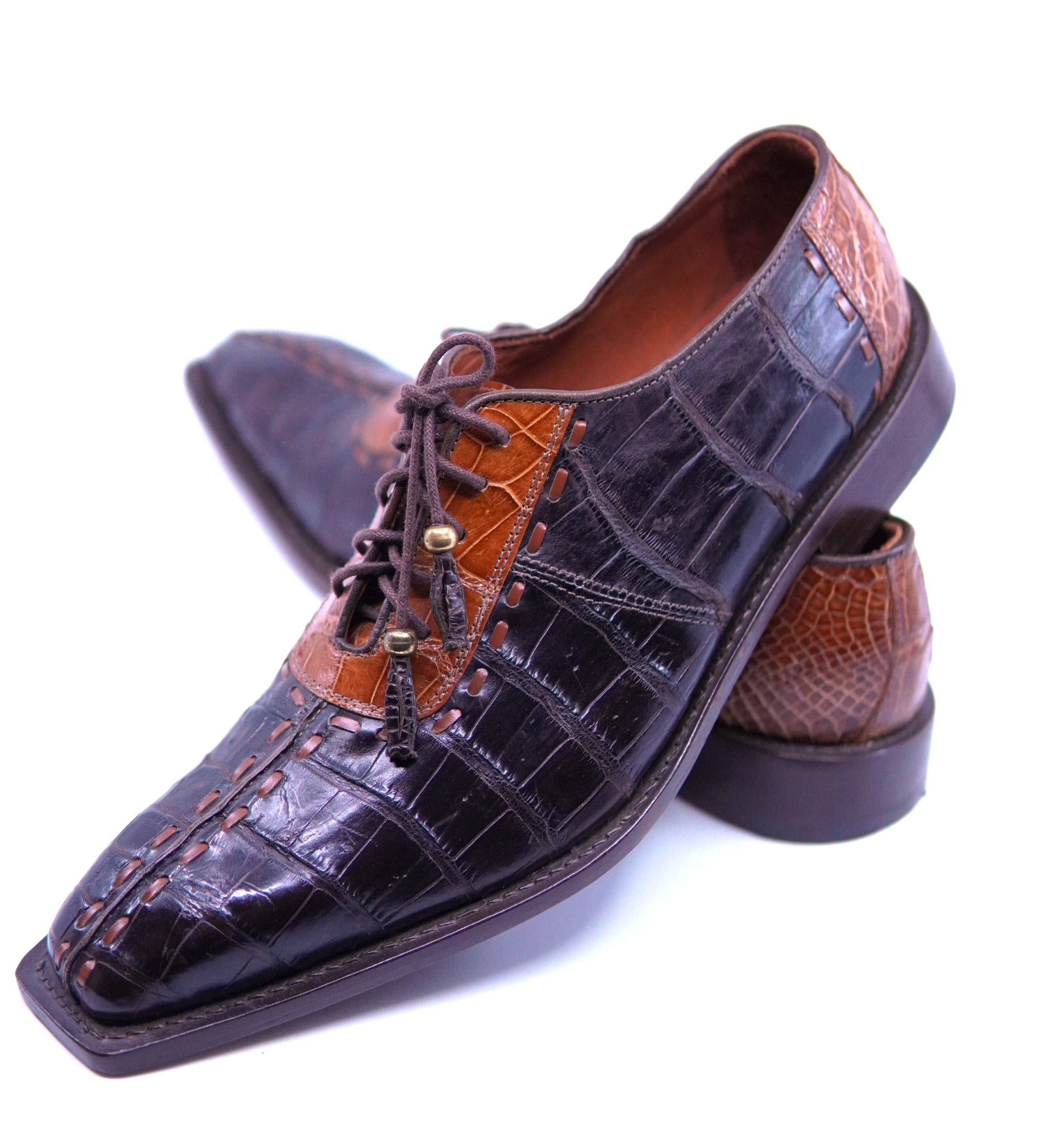 Alligator Belly Brown and Cognac Dress Shoes US 9 image 3