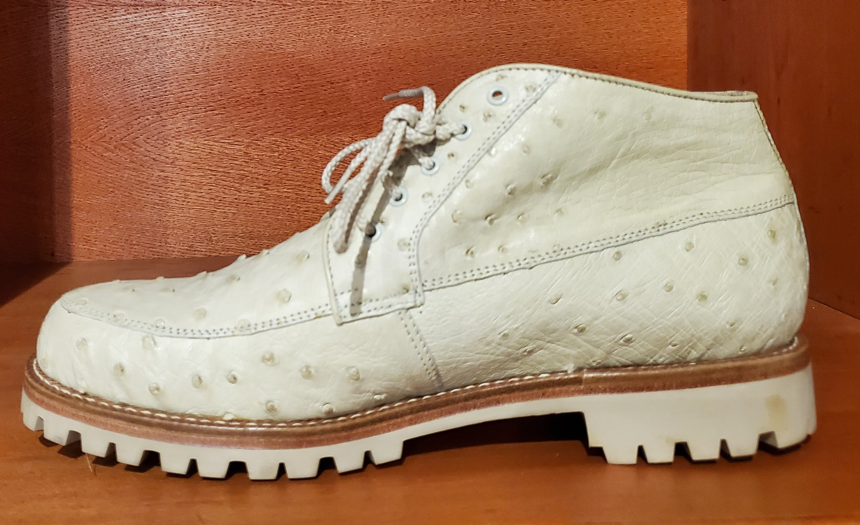 Genuine White Ostrich 8D US Men's 10.5 image 1