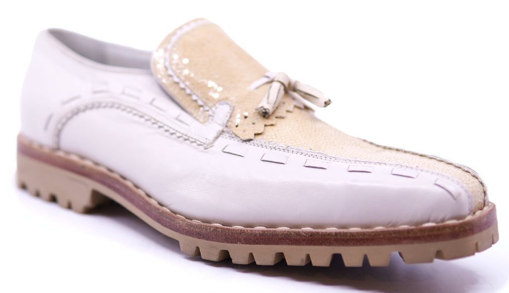 Genuine Beige Stingray & Bone Leather Loafer Dress Shoe image 2