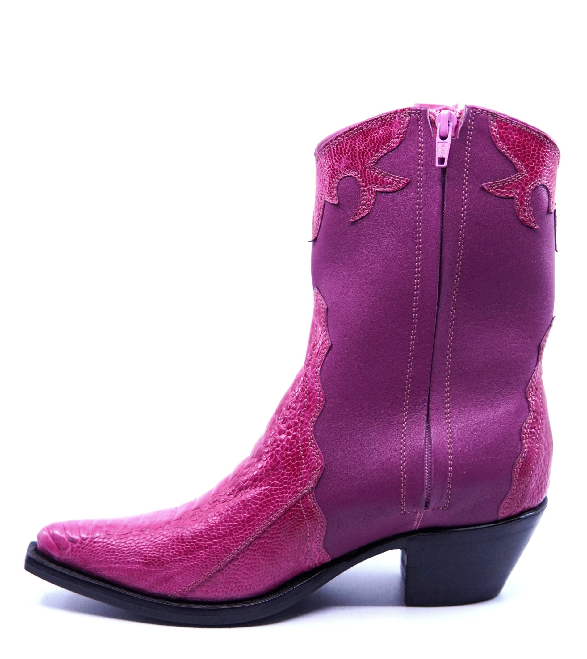 Pink Ostrich and Leather Short Boot US Women's 7.5 image 2