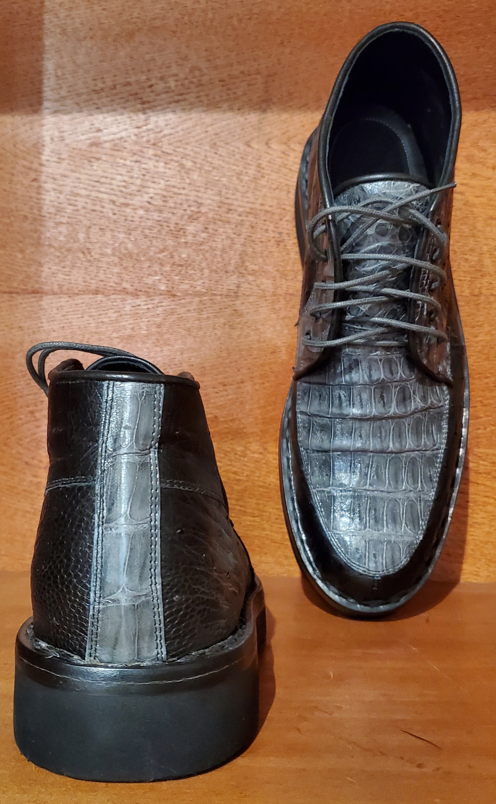 Black Ostrich & Gray Caiman Belly US Men's 10 image 3