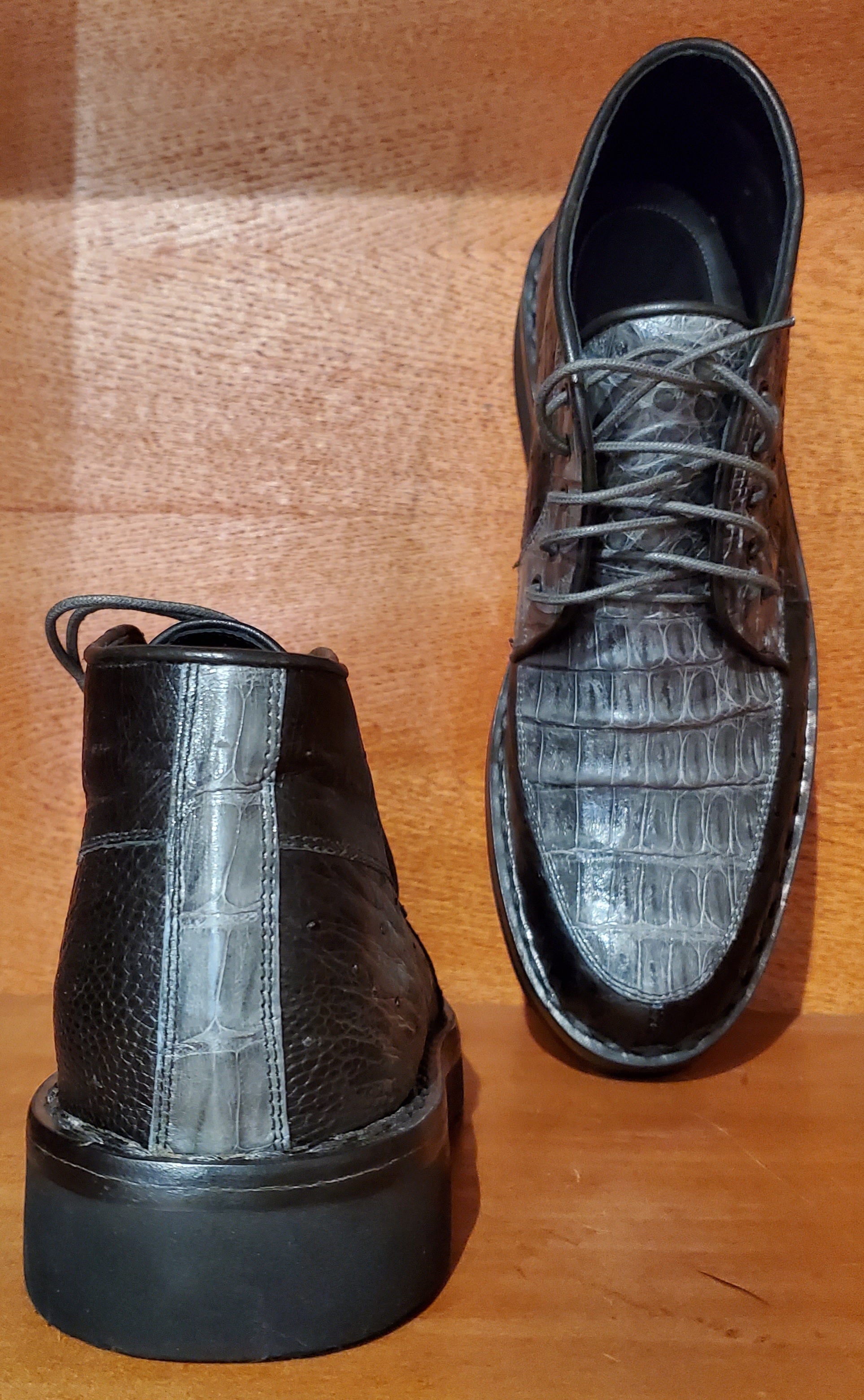 Black Ostrich & Gray Caiman Belly US Men's 10 image 3