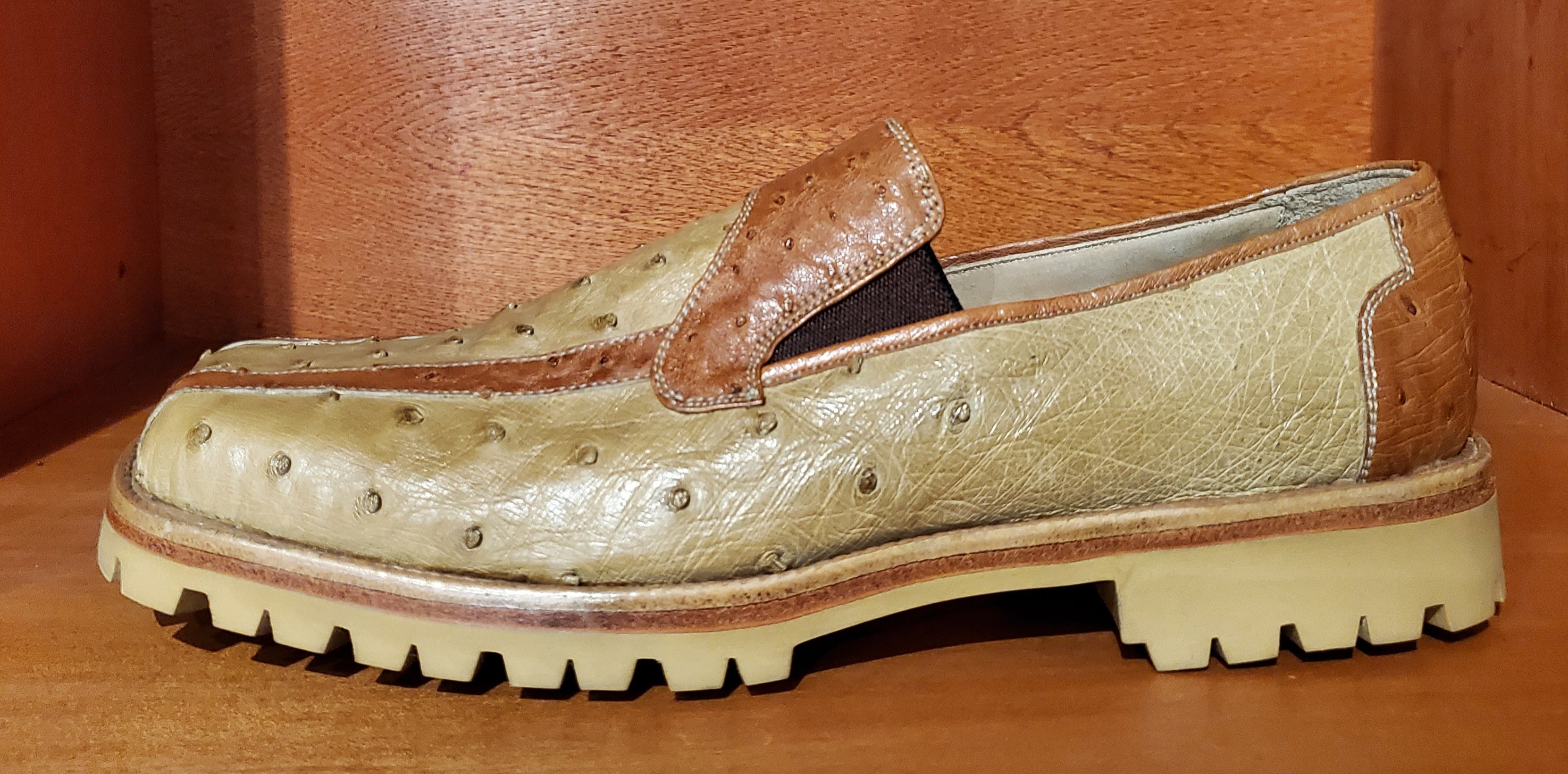Natural & Cognac Ostrich Loafer image 1