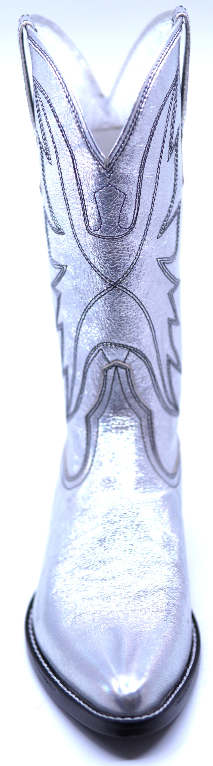 Genuine Silver Leather Cowboy Boots 9-US Women's image 3