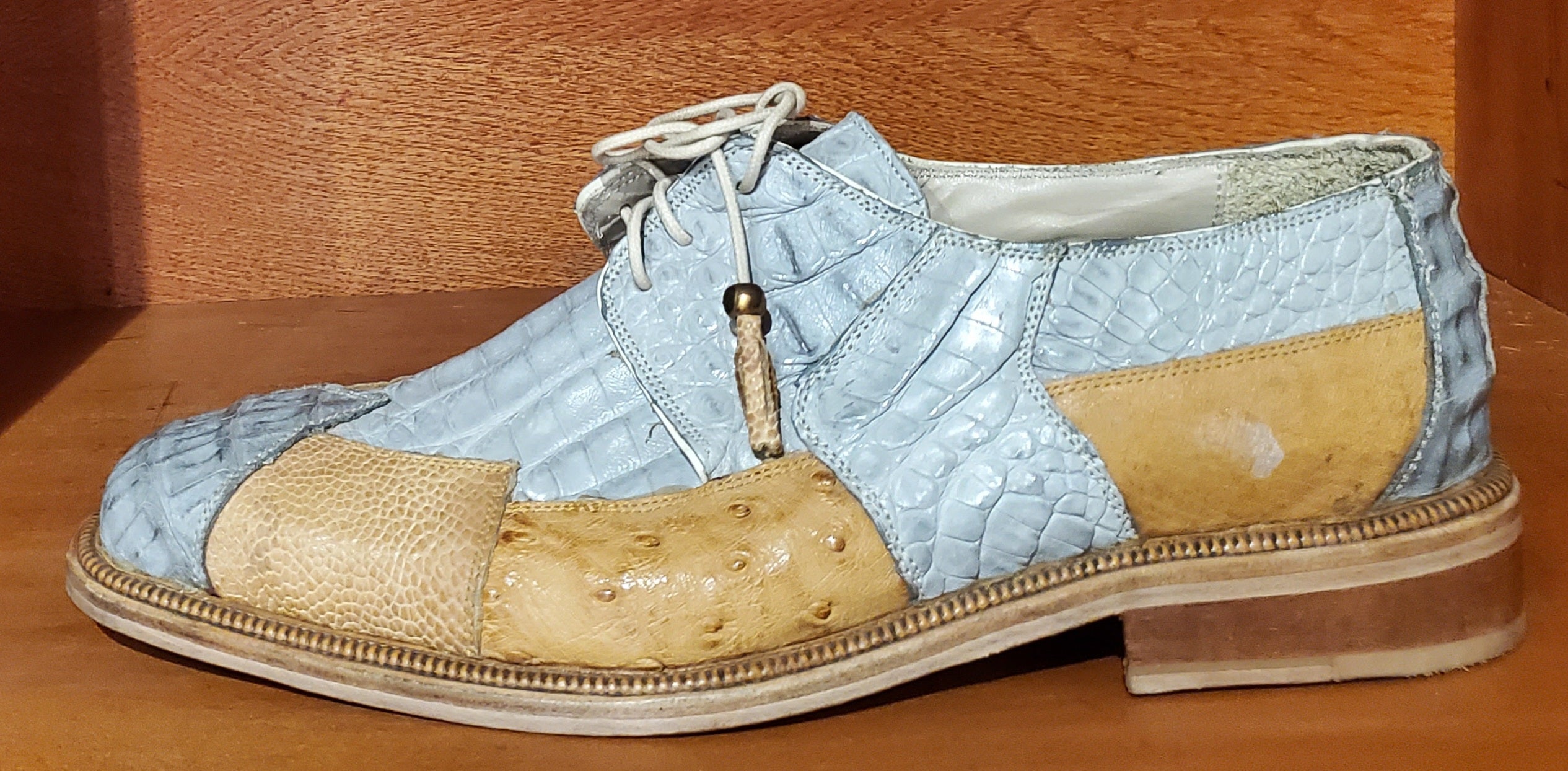 Gray Croc & Buttercup Ostrich 007 US Men's 10 image 1