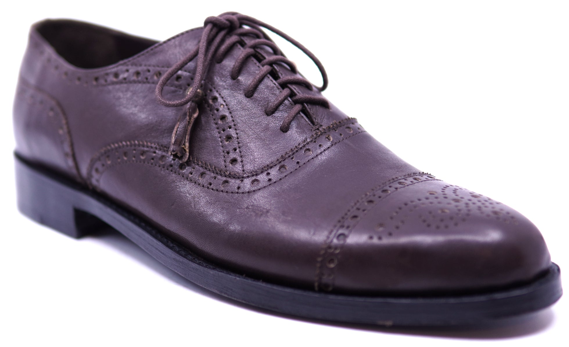 Genuine Brown Leather CapToe Dress Shoe image 2