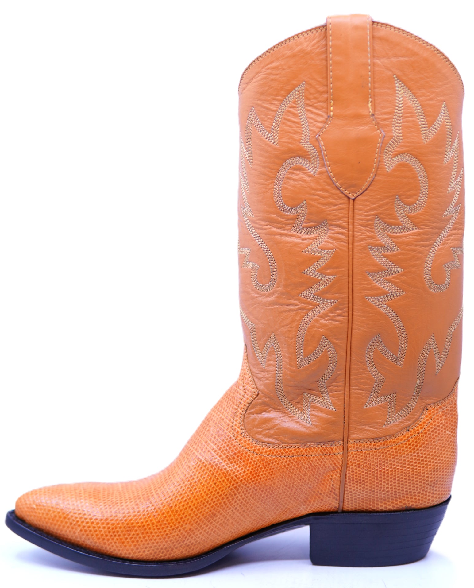 Genuine Orange Lizard Cowboy Boots image 1