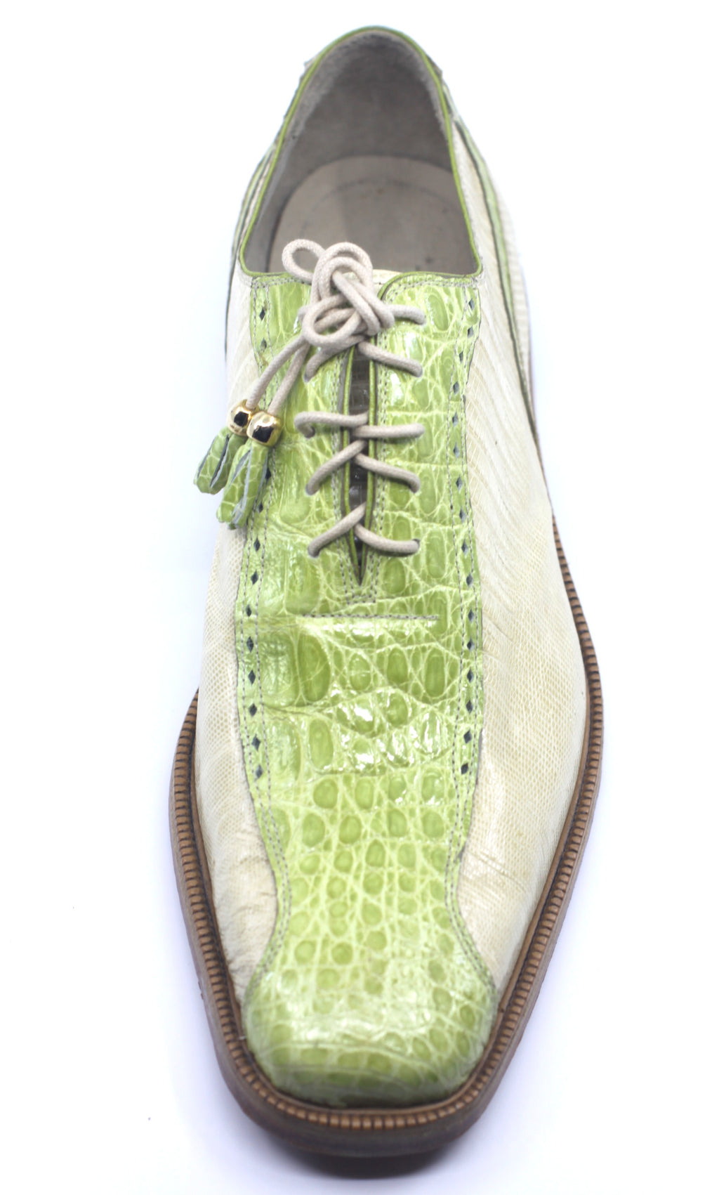 Beige and Green Alligator and Lizard Dress Shoe US 11 image 2