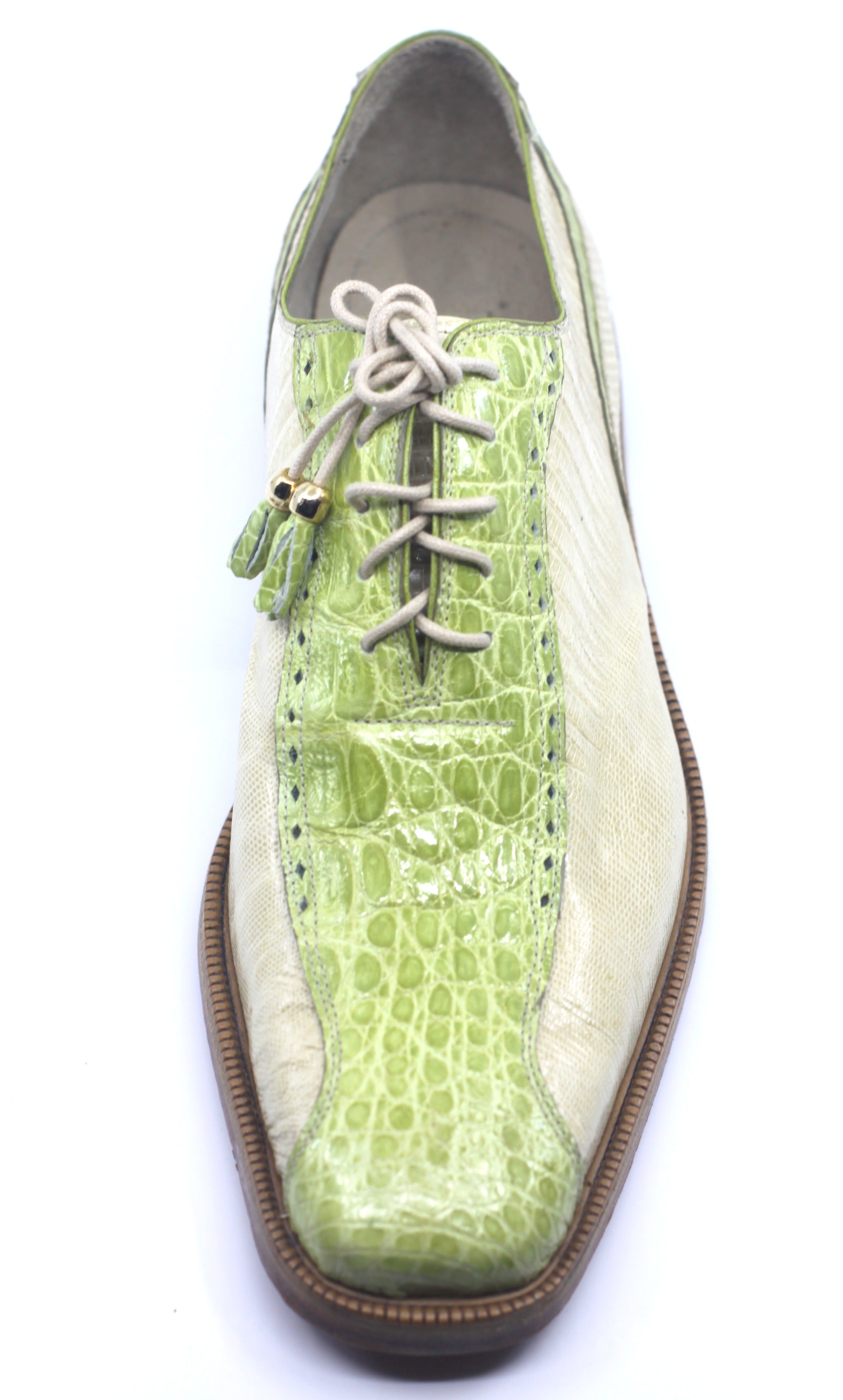 Beige and Green Alligator and Lizard Dress Shoe US 11 image 2