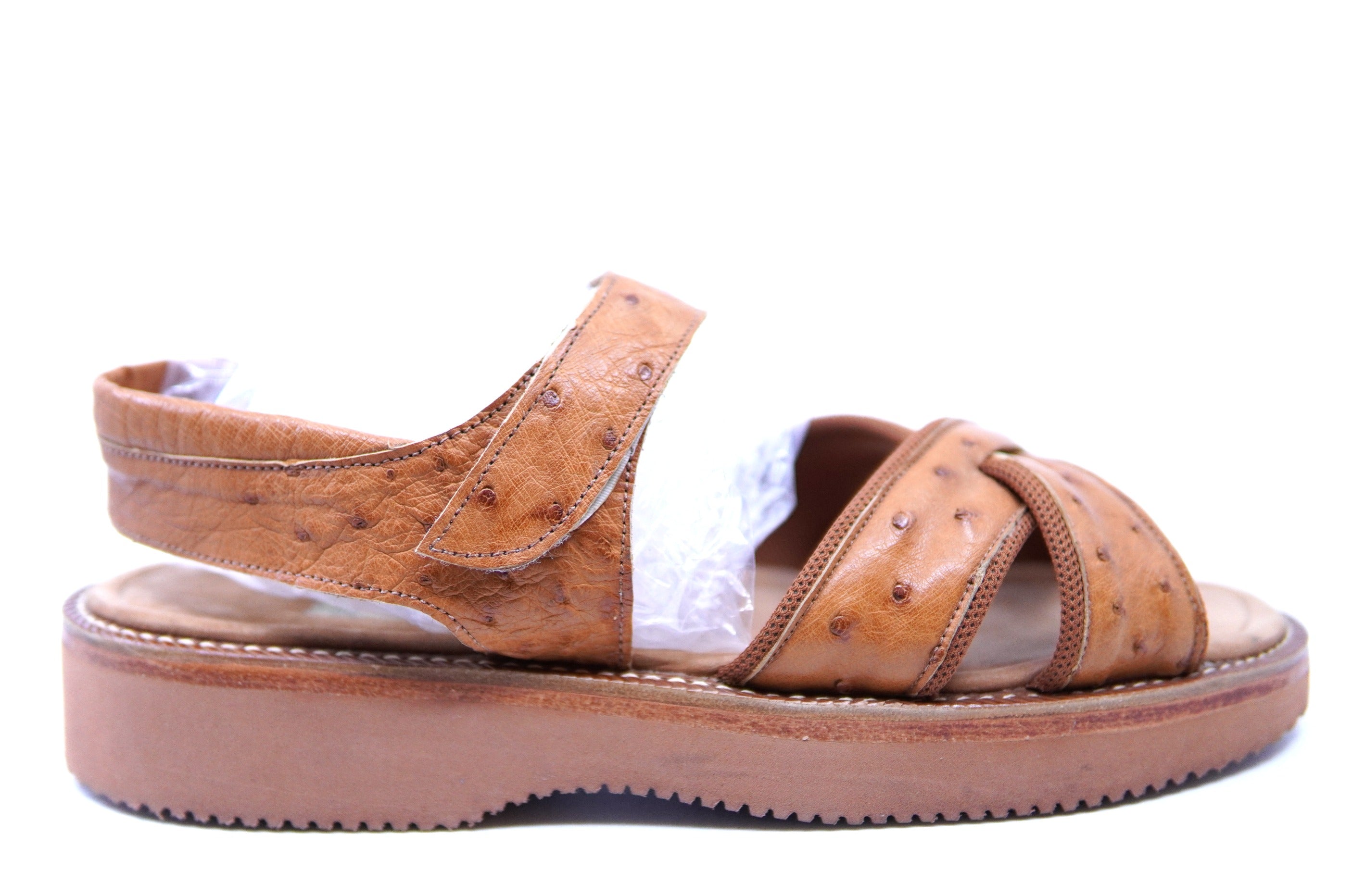 Cognac Ostrich Strap Sandals US 12 image 0