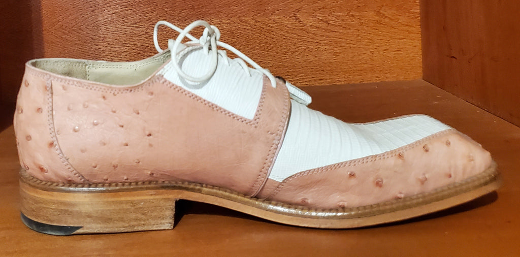 Pink Ostrich & White Lizard Dress Shoe US Men's 10.5 image 0