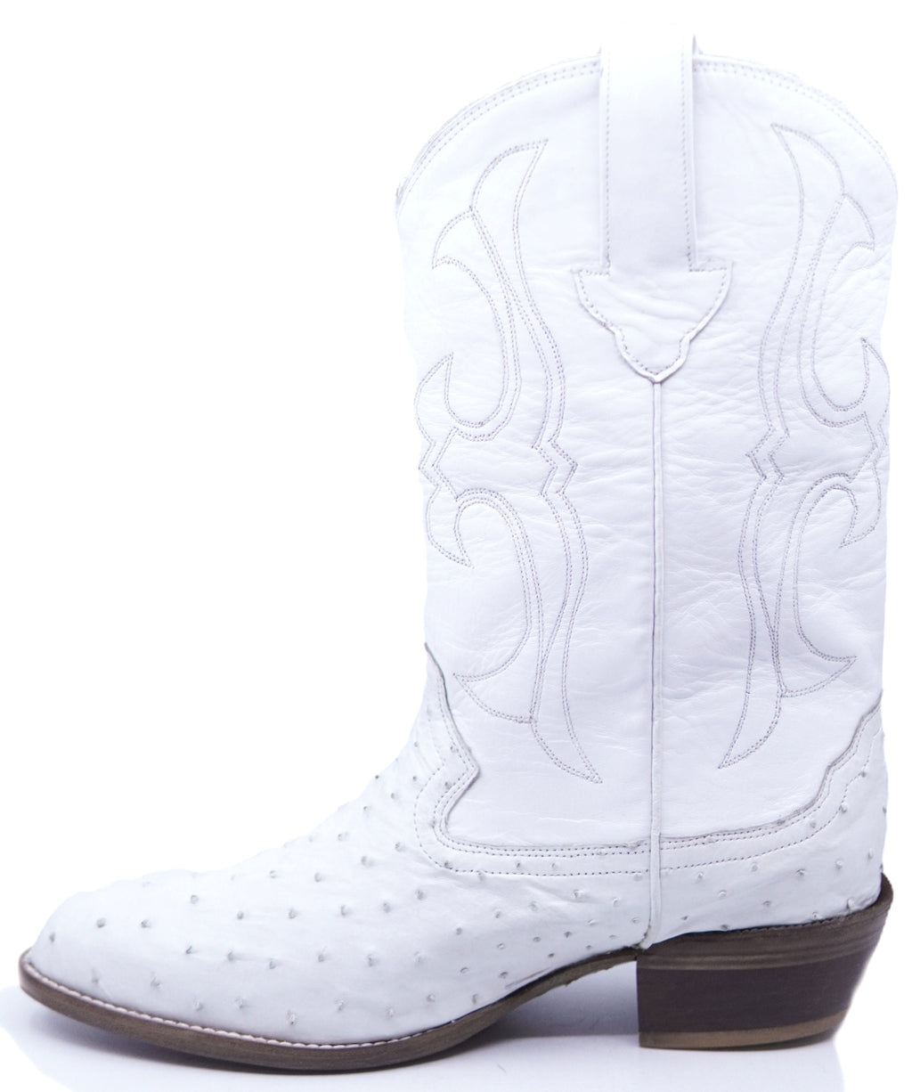 Winter White Ostrich Cowboy Boots image 1