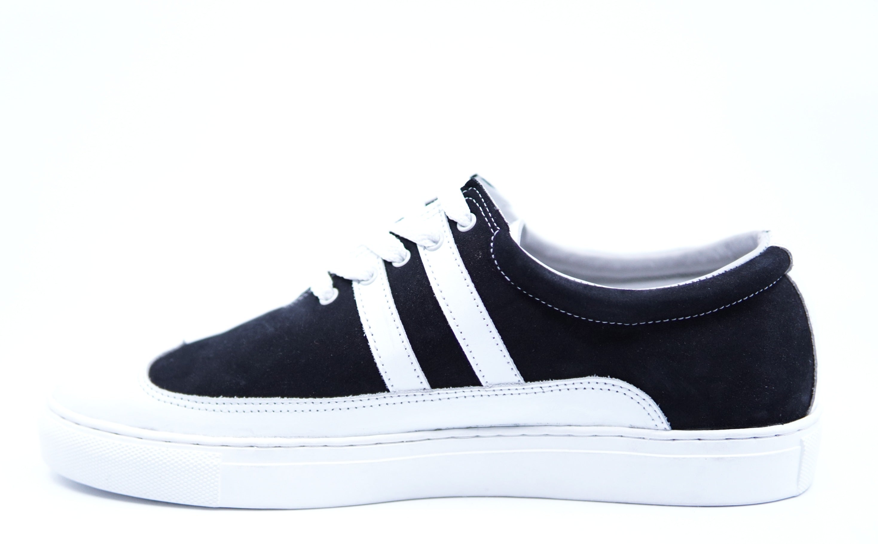 White Leather & Black Suede Sneaker US 9.5 image 2