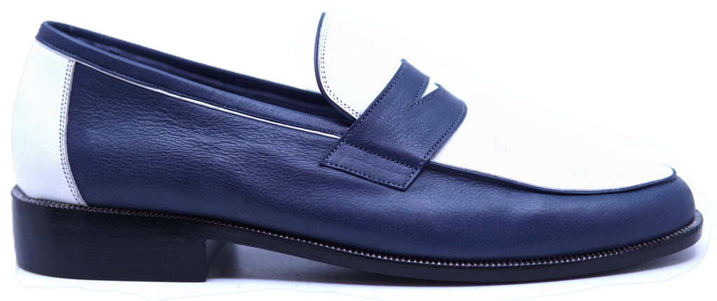 Navy Blue & White Leather Loafer 10-US Men's image 0