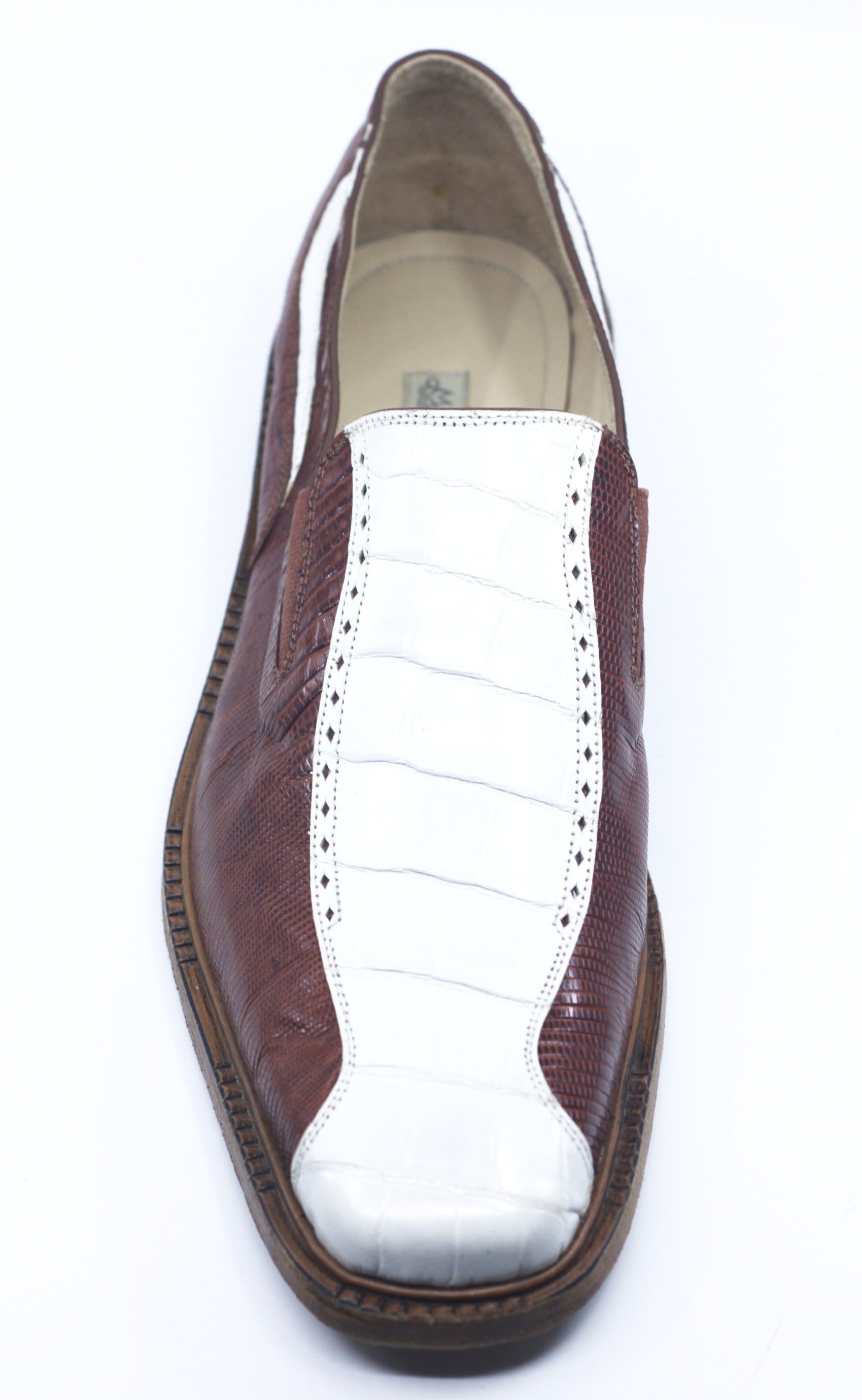 Cognac and White Lizard and Alligator Loafer US 11 image 1