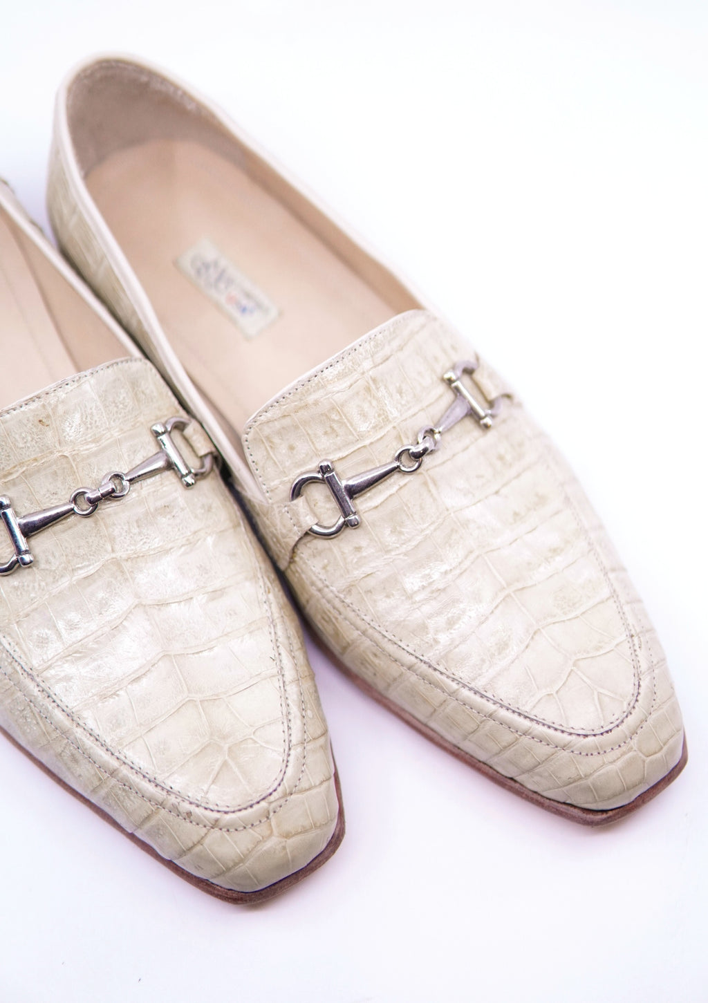 Beige Caiman Belly Loafers US 10 image 1