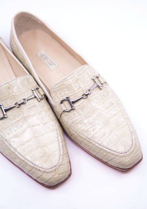 Beige Caiman Belly Loafers US 10 image 1