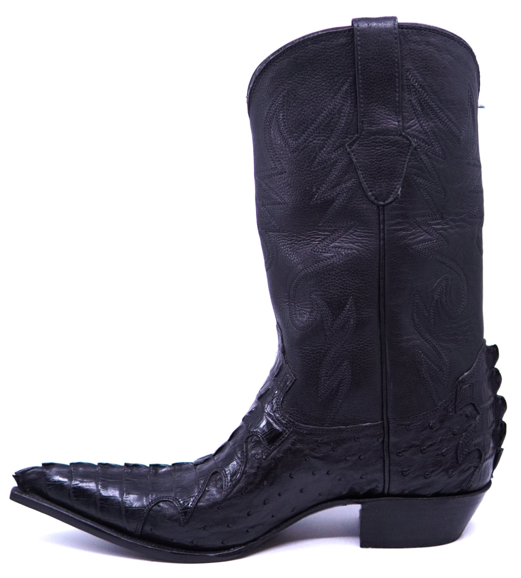 Caiman Tail & Ostrich Pointed Toe Cowboy Boots image 1