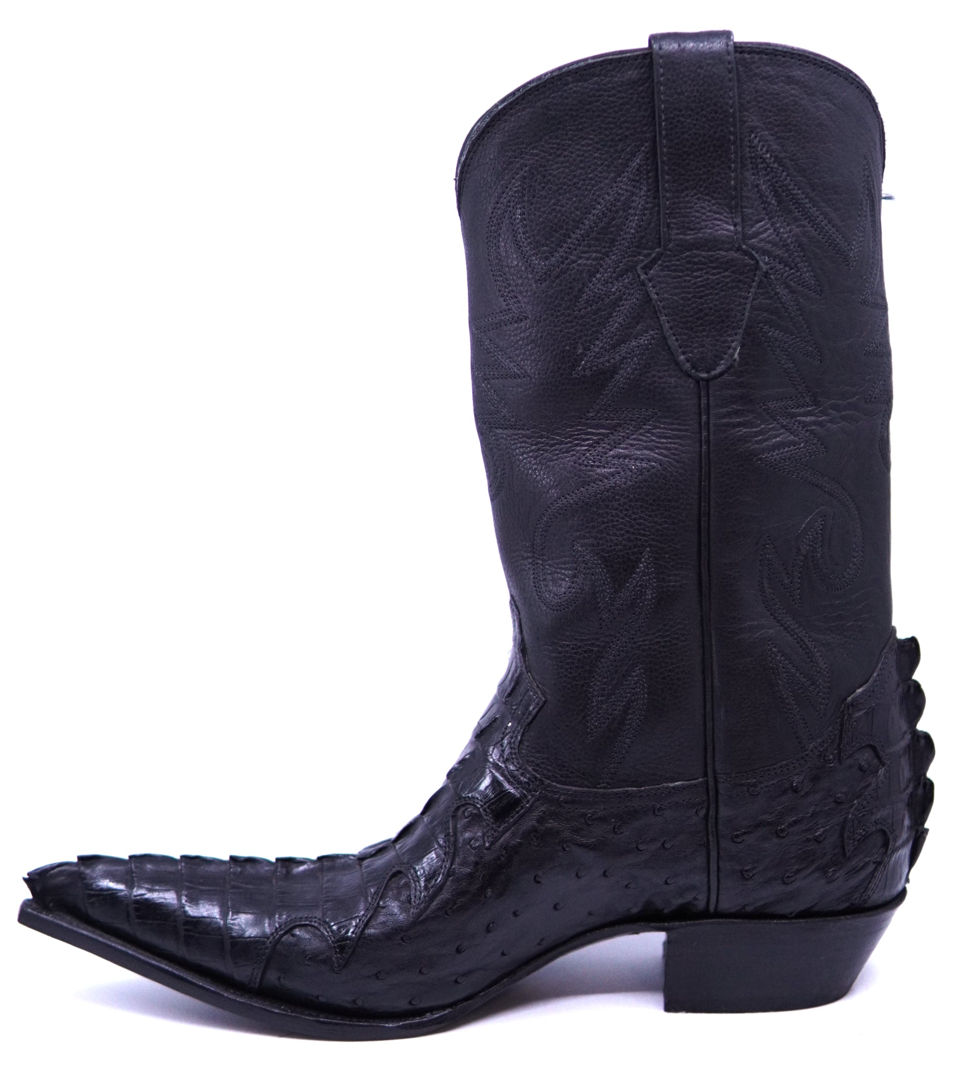 Caiman Tail & Ostrich Pointed Toe Cowboy Boots image 1
