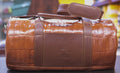 Cognac Alligator Print & Brown Leather Duffle Bag image 0