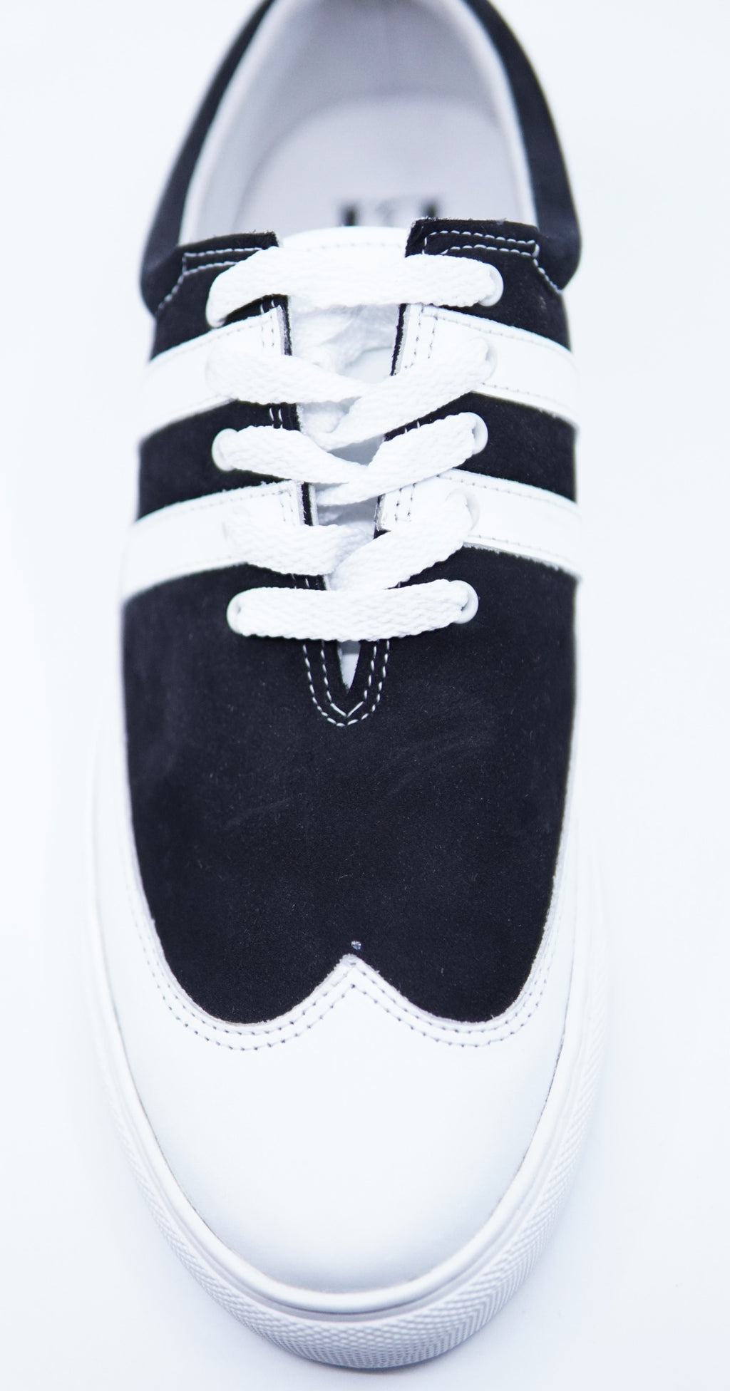 White Leather & Black Suede Sneaker US 9.5 image 1