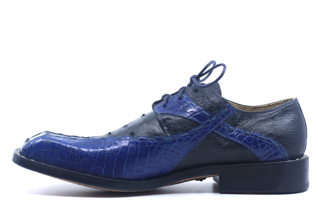 Blue and Navy Alligator and Ostrich Dress Shoe US 11 image 2
