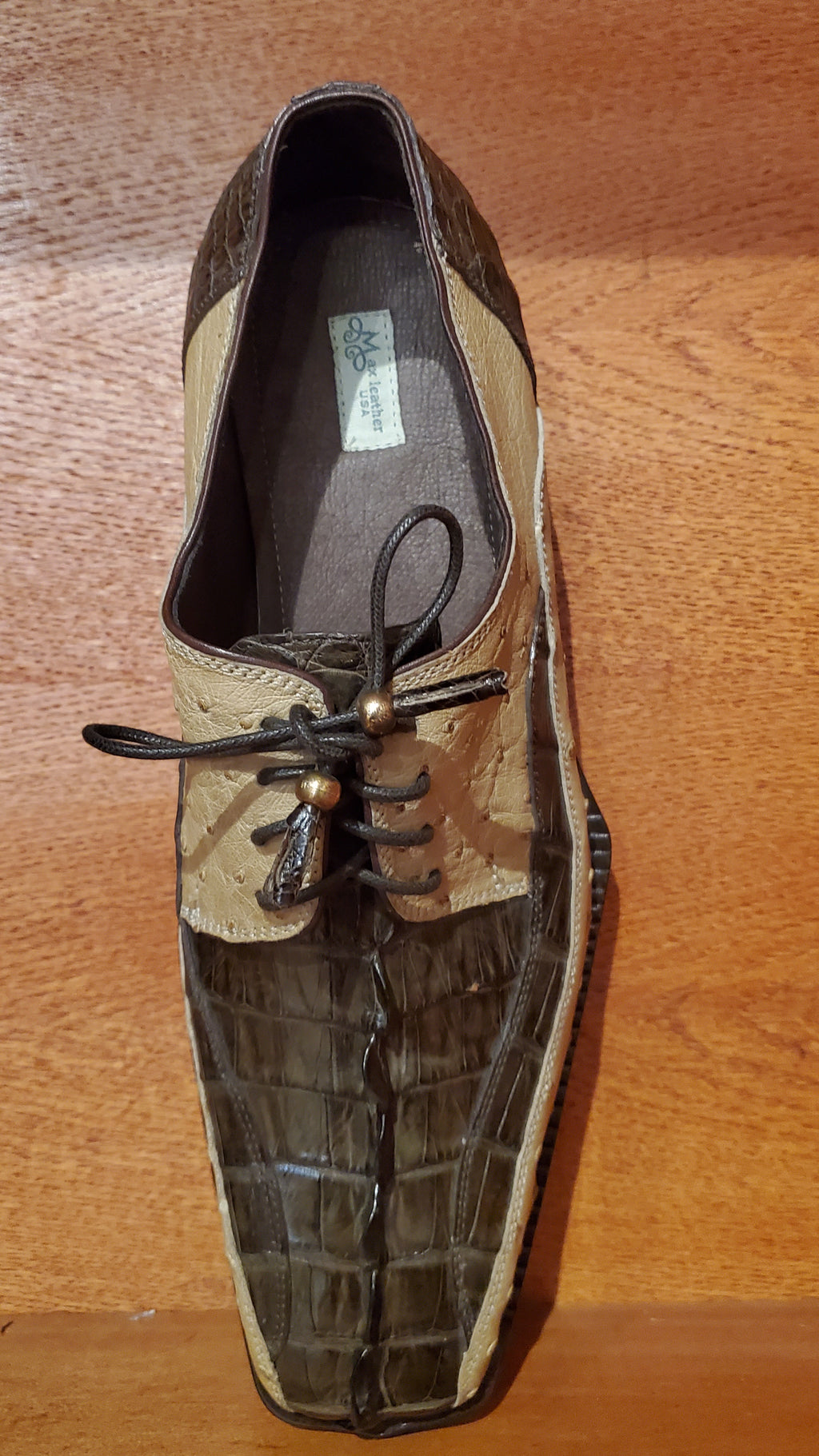 Brown & Beige Croc Tail and Ostrich US Men's 11 image 3