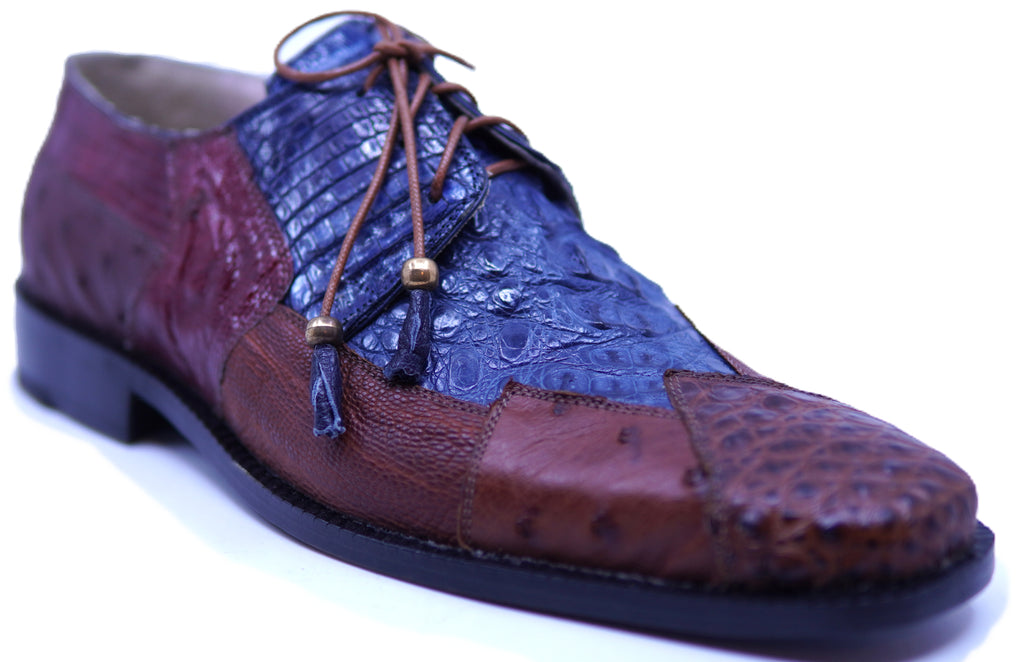 Genuine Navy Blue Crocodile, Cognac Lizard and Ostrich 007 Dress Shoe image 2