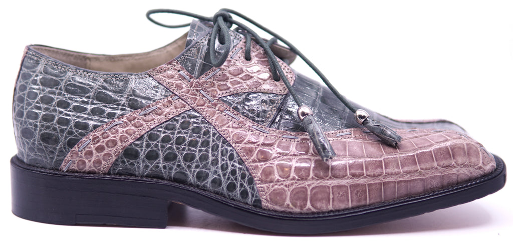 Genuine Gray & Dark Pink Alligator Dress Shoe image 0
