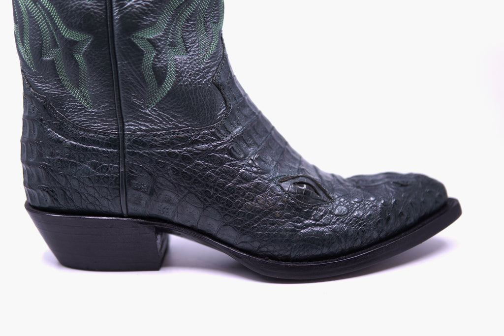 Dark Green Hornback Caiman Boots with Eyes image 1