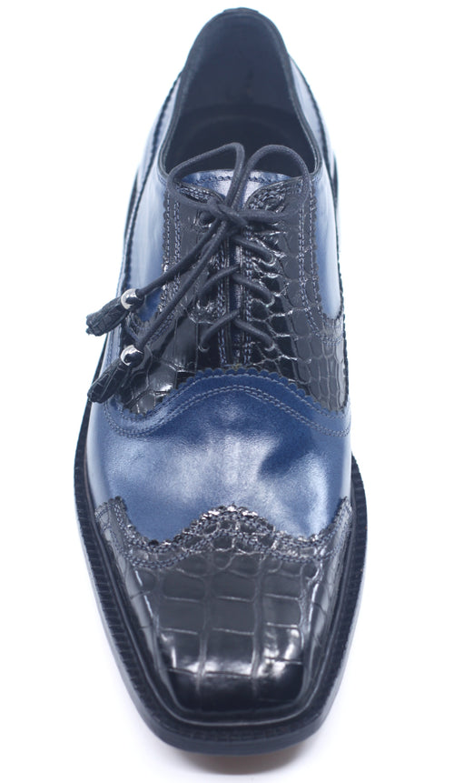 Black and Navy Leather and Alligator Dress US 11 image 1