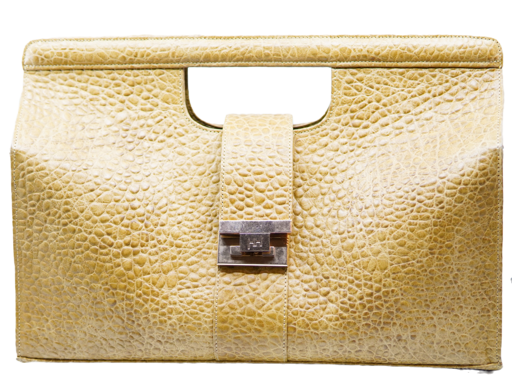 Yellow Textured Leather Large Bag image 0