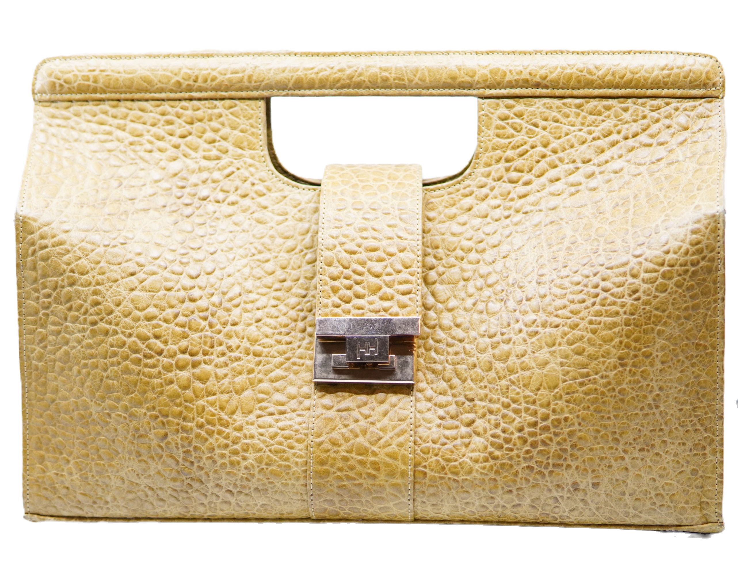 Yellow Textured Leather Large Bag image 0