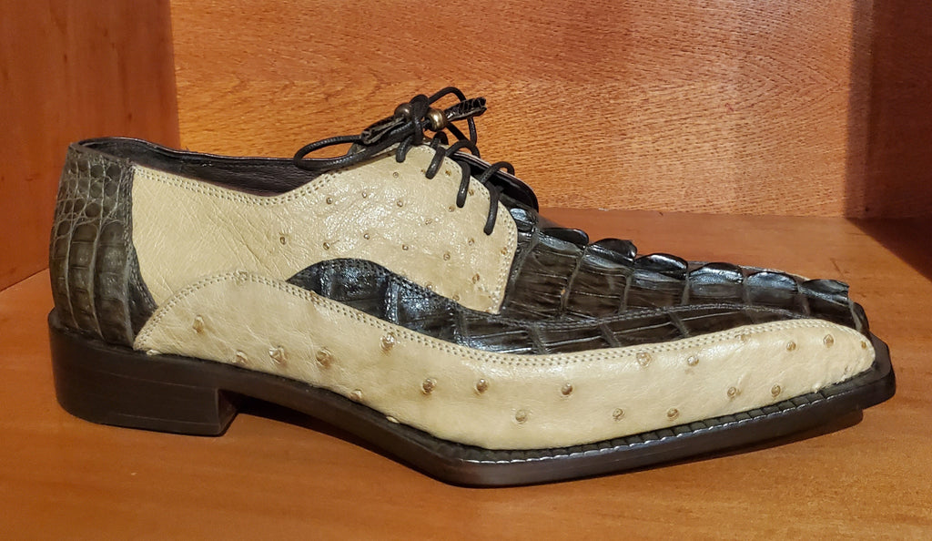 Brown & Beige Croc Tail and Ostrich US Men's 11 image 0