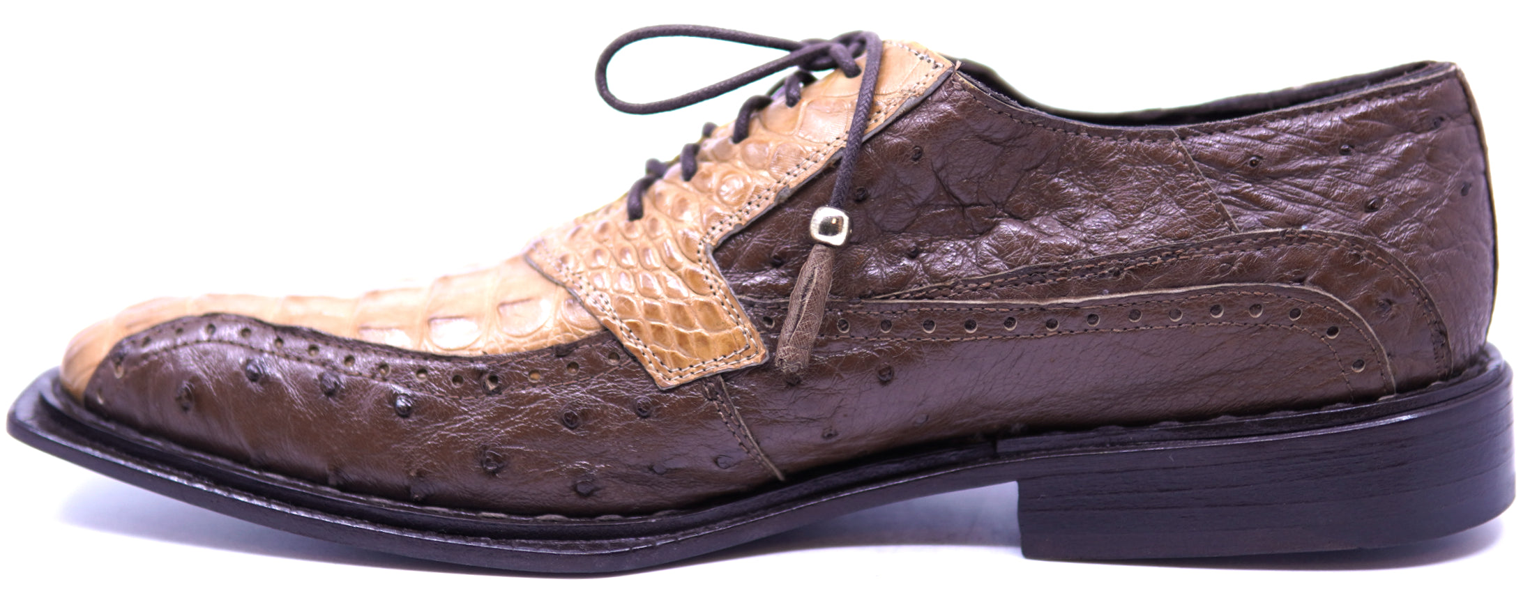 Brown Ostrich & Buttercup HB Crocodile Dress Shoe image 1