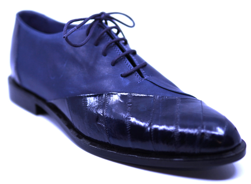 Navy Blue Leather & Eel Dress Shoe image 2