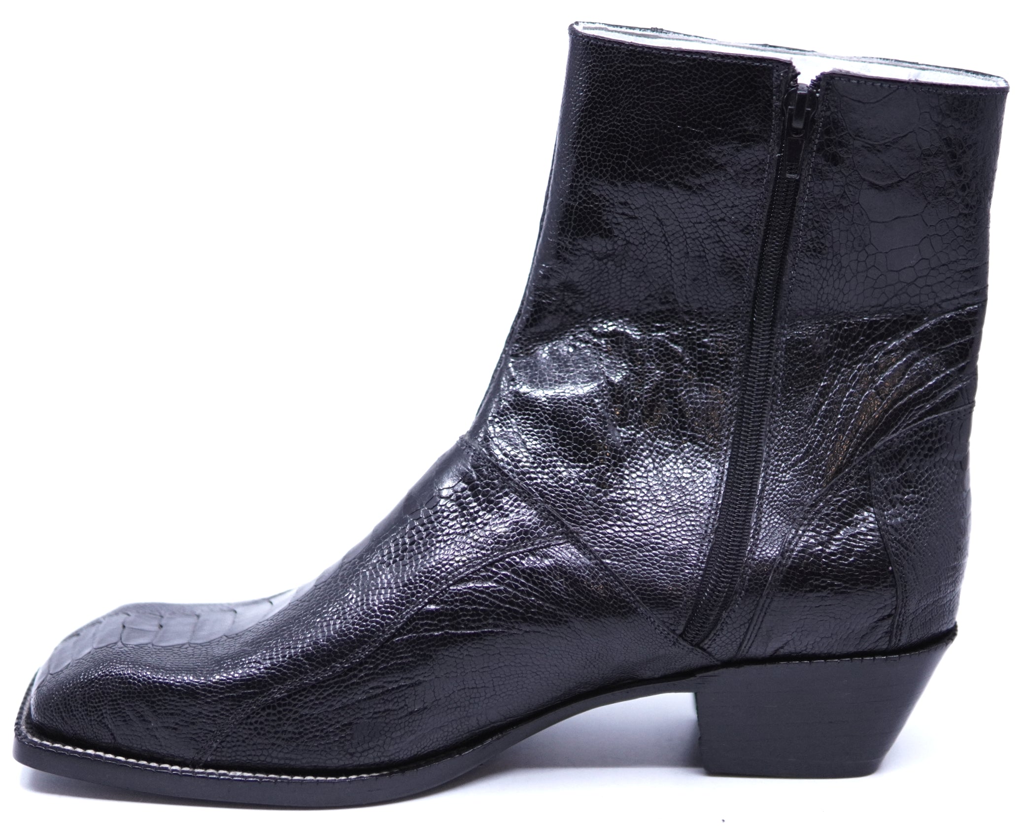 Black Ostrich Leg Botin image 1