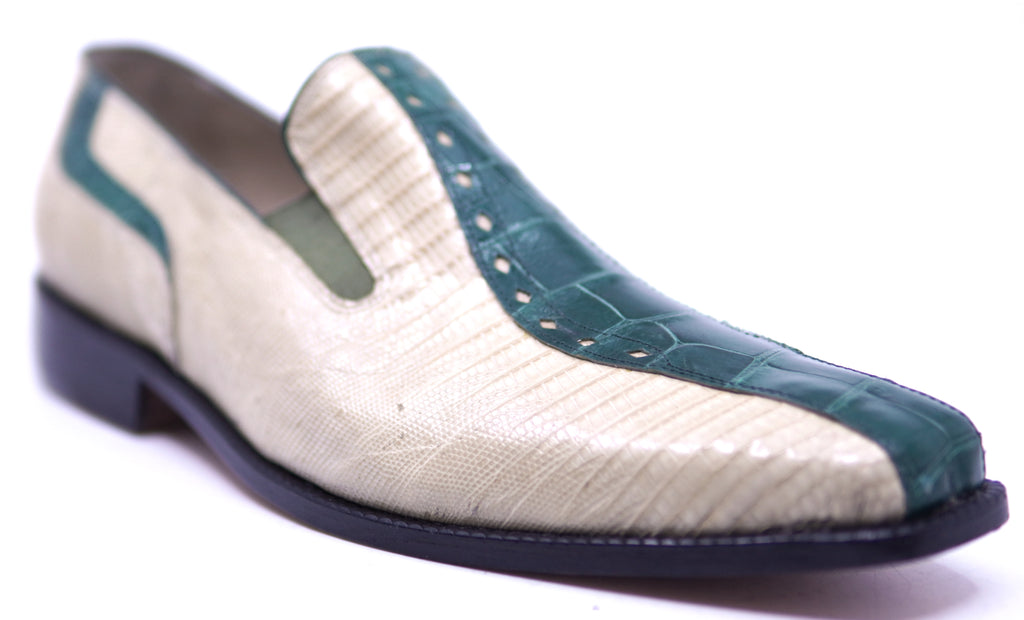 Genuine Beige Lizard & Green Alligator Loafer 12-US Men's image 2
