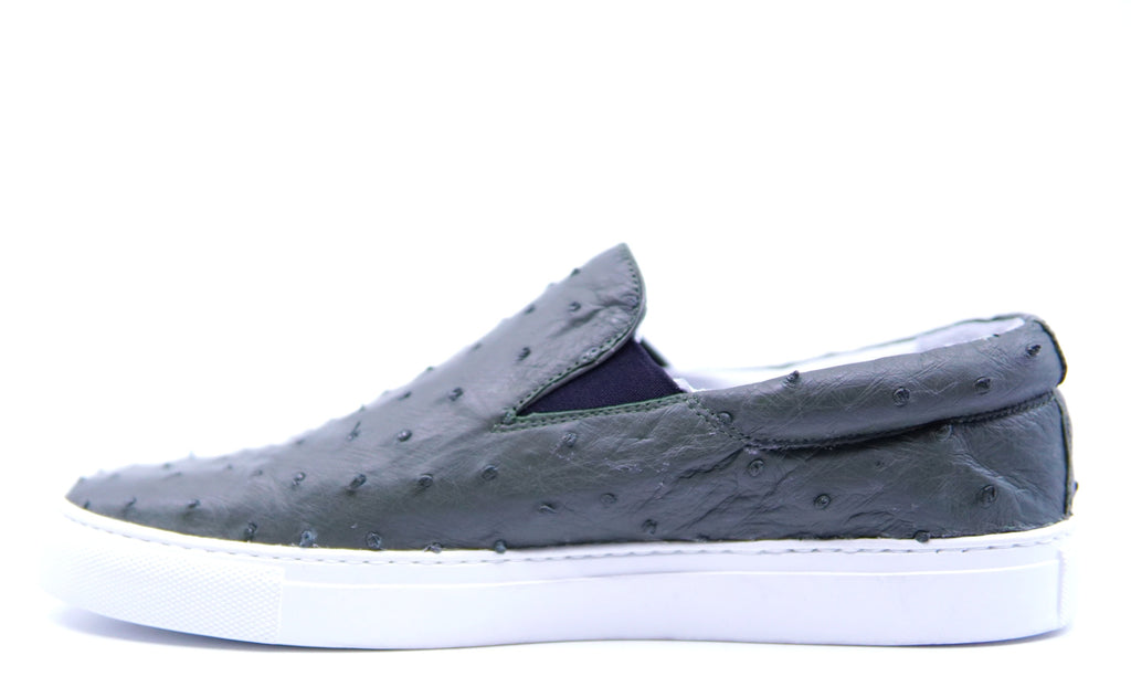 Olive Ostrich Slip On Sneakers US 9 image 2