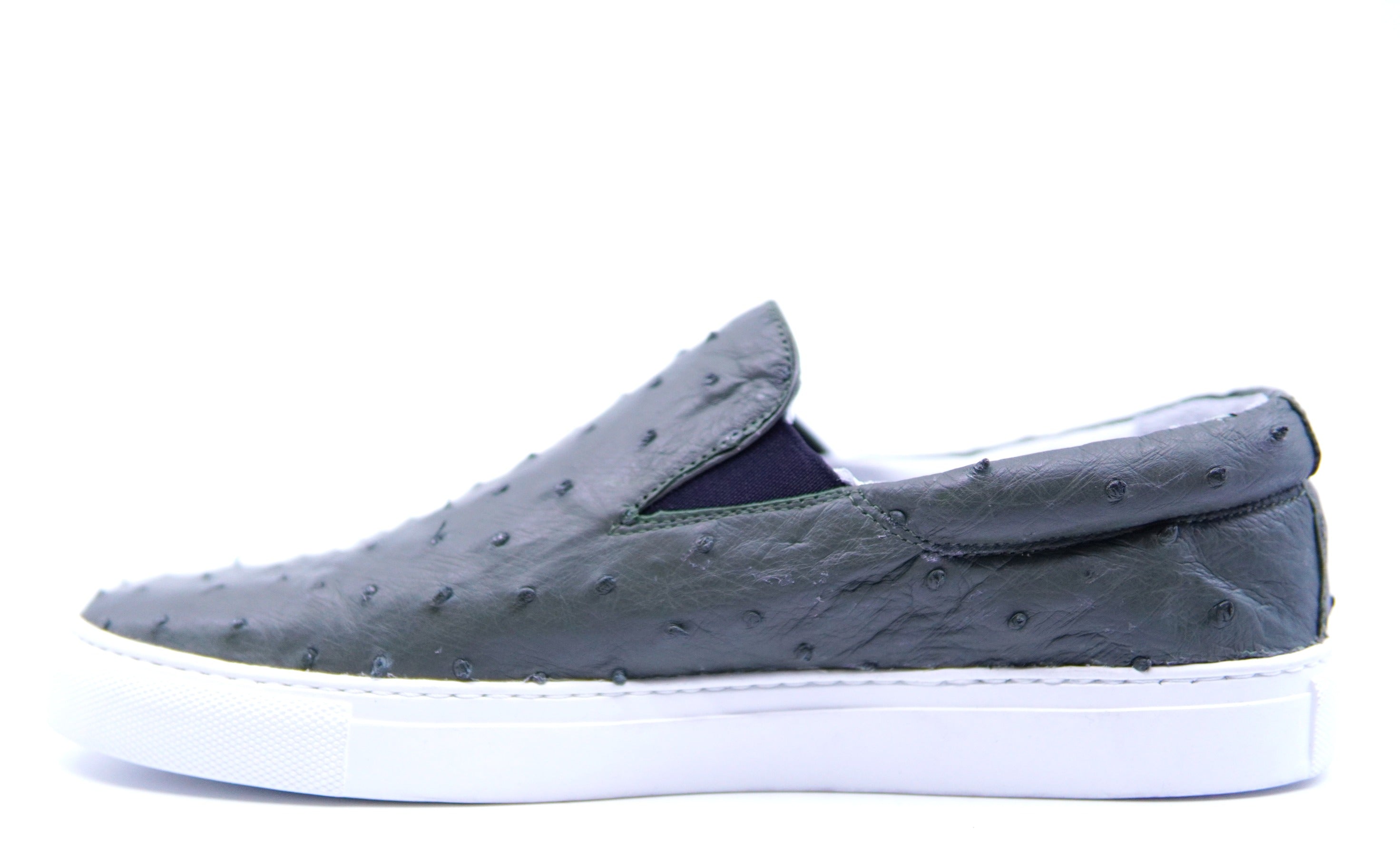 Olive Ostrich Slip On Sneakers US 9 image 2